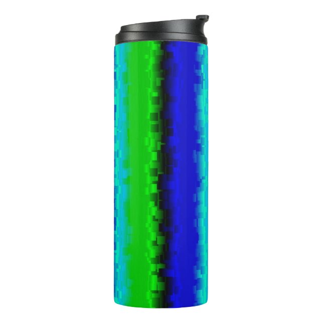 Green Blue abstract 3D rainbow pattern Thermal Tumbler (Rotated Left)