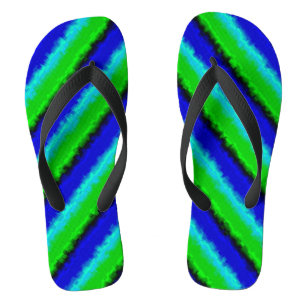 Green Blue abstract 3D rainbow pattern Thongs