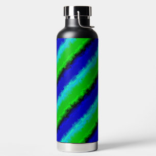 Green Blue abstract 3D rainbow pattern Water Bottle