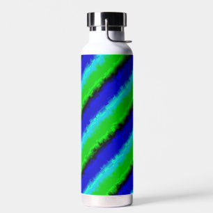 Green Blue abstract 3D rainbow pattern Water Bottle
