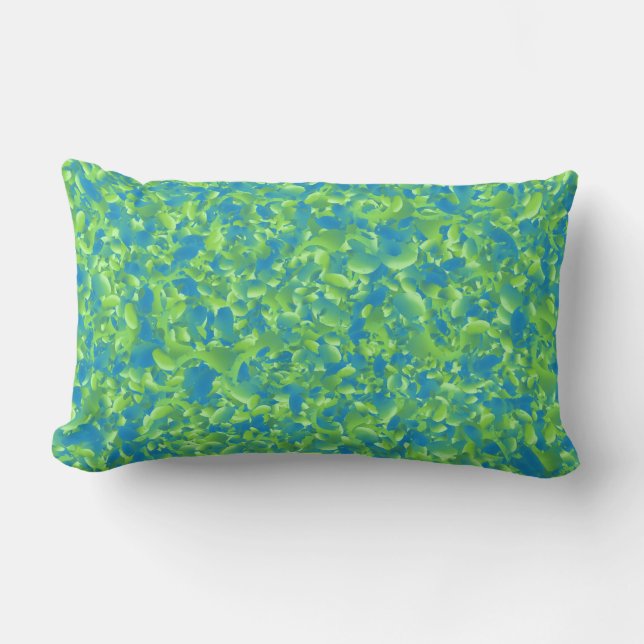 Green Blue Abstract Geometric Pattern Lumbar Cushion (Front)