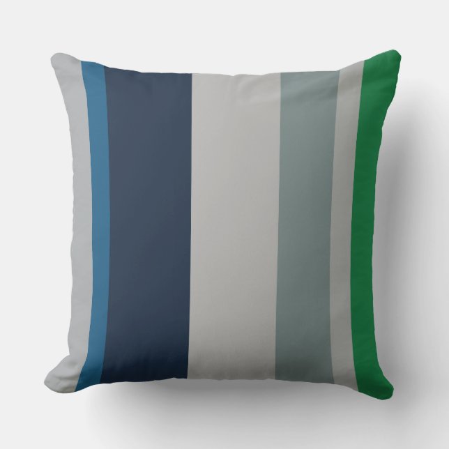 Green Blue Abstract Stripes Cushion (Front)