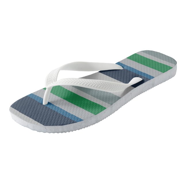 Green Blue Abstract Stripes Thongs (Angled)