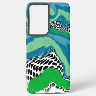 Green, Blue and Black Abstract Samsung Galaxy Case