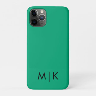 Green Blue and Black Modern Monogram iPhone 11 Pro Case