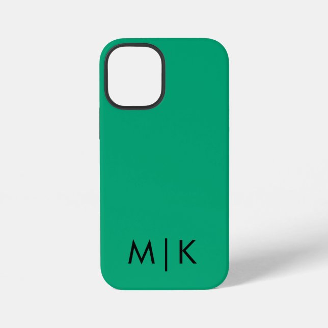 Green Blue and Black Modern Monogram  iPhone Case (Back)