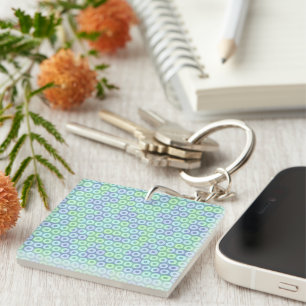green, blue and purple circles key ring