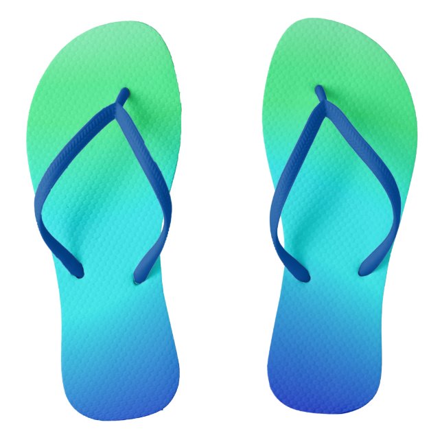 Green, Blue and Turquoise Cool Water Ombre  Thongs (Footbed)