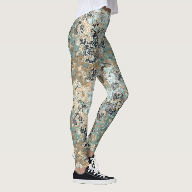 Green, Blue and Turquoise Marble Leggings (Right)