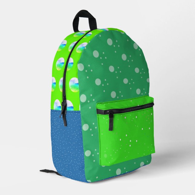 Green blue artistic polka dots Backpack (Back Corner Left)