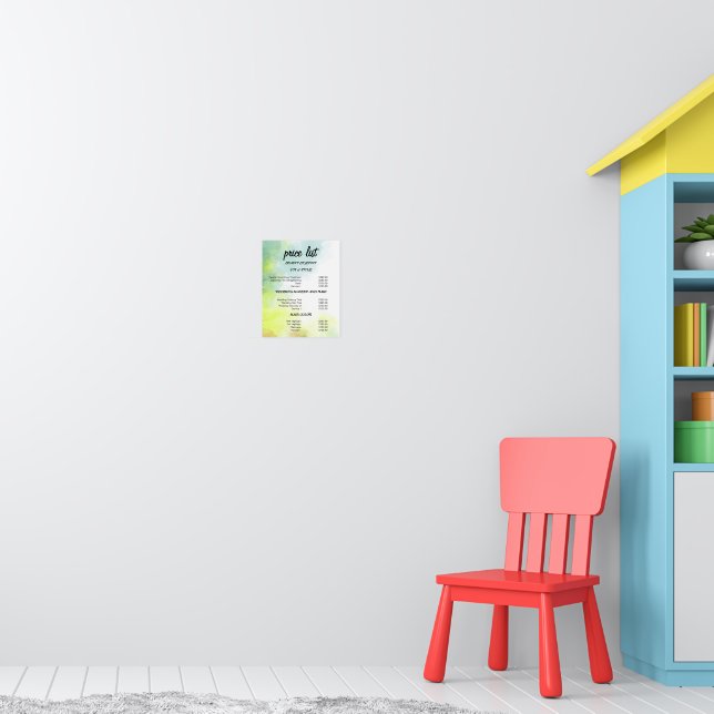  Green & Blue Artistic price list Poster (Nursery 1)
