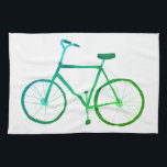 Green blue bicycle bike kitchen towel<br><div class="desc">Decorate your kitchen with this cool green bicycle dish towel. Makes a great housewarming or wedding gift! Check out my matching towels with patterns.
You can customise it and add text too.
Check my shop for lots more colours and patterns!</div>