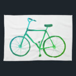 Green blue bicycle bike kitchen towel<br><div class="desc">Decorate your kitchen with this cool green bicycle dish towel. Makes a great housewarming or wedding gift! Check out my matching towels with patterns.
You can customise it and add text too.
Check my shop for lots more colours and patterns!</div>
