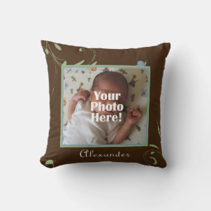 Green, Blue, Brown Snail Photo Baby Boy Cushion