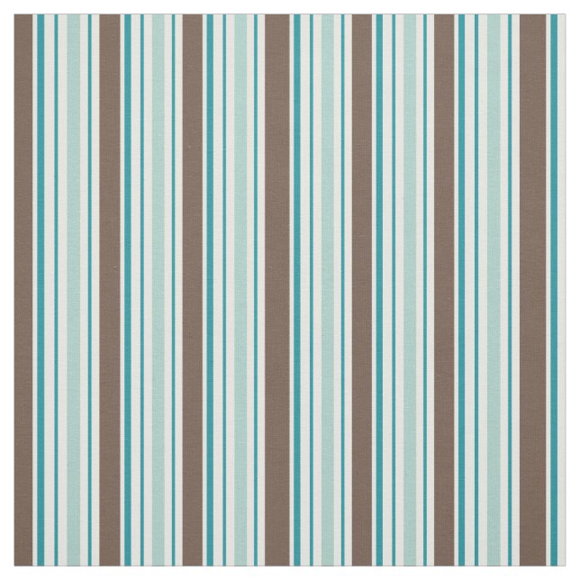 Green Blue Brown White Stripes Fabric (Swatch)