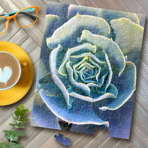 Green Blue Cactus Simple Bold Close-Up Photography Jigsaw Puzzle