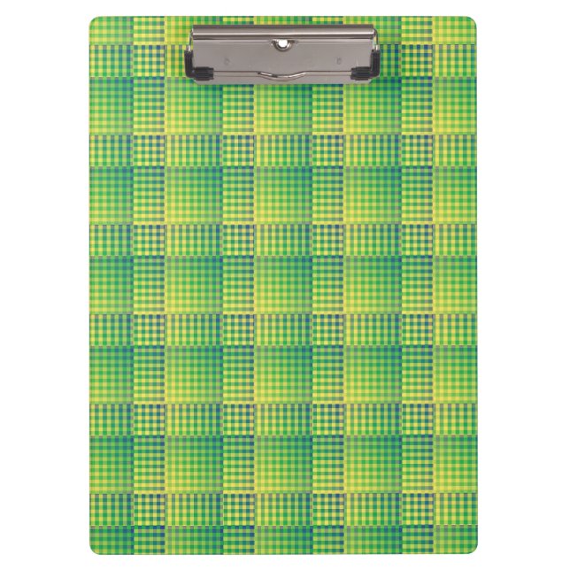 Green Blue Checker Abstract Pattern Clipboard (Front)