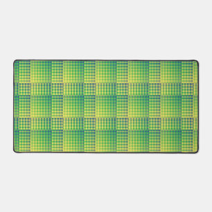 Green Blue Checker Abstract Pattern Desk Mat
