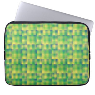 Green Blue Checker Abstract Pattern Laptop Sleeve