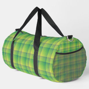Green Blue Checker Abstract Pattern Large Duffle Bag