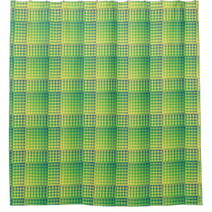 Green Blue Checker Abstract Pattern Shower Curtain