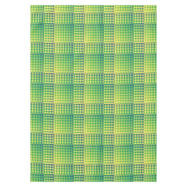 Green Blue Checker Abstract Pattern Tablecloth (Front)