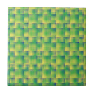 Green Blue Chequered Abstract Pattern Ceramic Tile