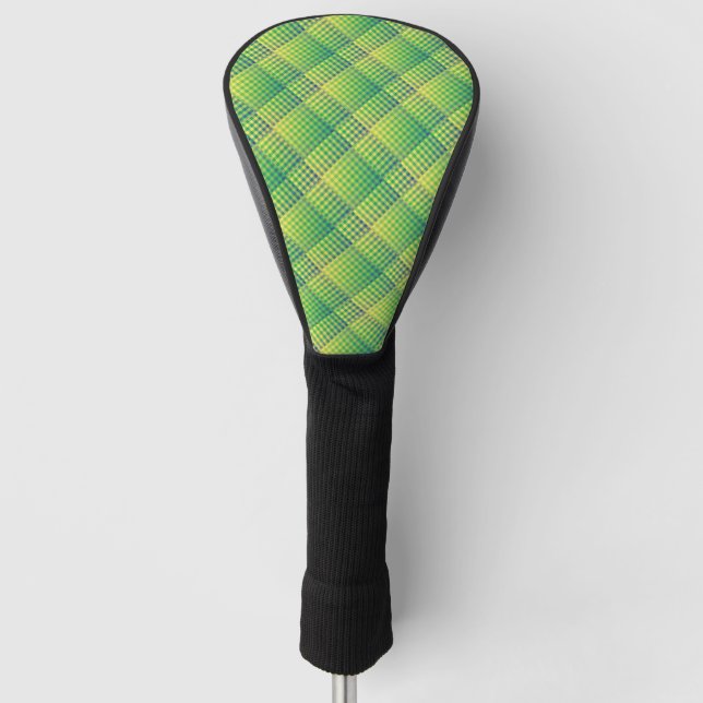 Green Blue Chequered Abstract Pattern Golf Head Cover (Front)