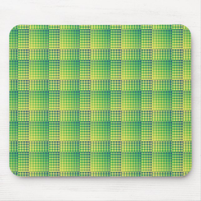Green Blue Chequered Abstract Pattern Mouse Pad (Front)