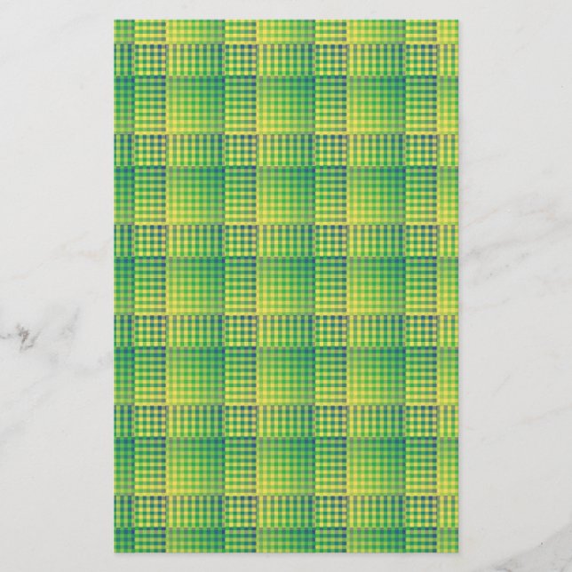 Green Blue Chequered Abstract Pattern Stationery (Front)