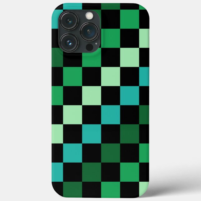 Green Blue Chequered Gingham Pattern Case-Mate iPhone Case (Back)