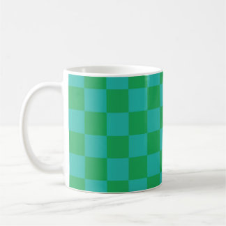 Green Blue Chequered Gingham Pattern Coffee Mug