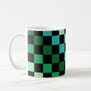 Green Blue Chequered Gingham Pattern Coffee Mug
