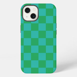 Green Blue Chequered Gingham Pattern iPhone 13 Case