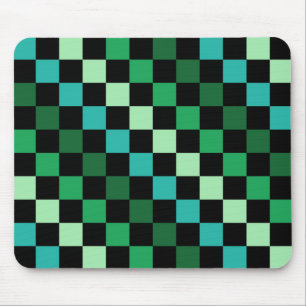 Green Blue Chequered Gingham Pattern Mouse Pad