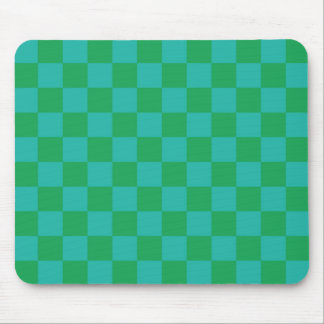 Green Blue Chequered Gingham Pattern Mouse Pad