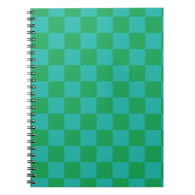 Green Blue Chequered Gingham Pattern Notebook (Front)