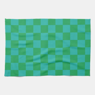 Green Blue Chequered Gingham Pattern Tea Towel