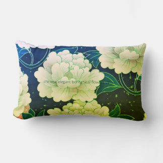 Green & Blue Chinese Flower Print Lumber Pillow