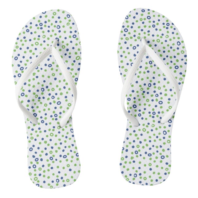 Green Blue Circles and Dots  Thongs (Footbed)