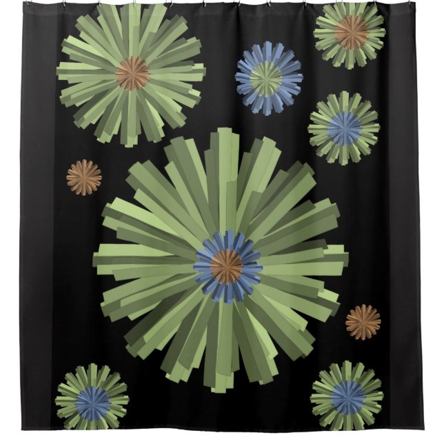 green blue circular black showercurtain shower curtain (Front)