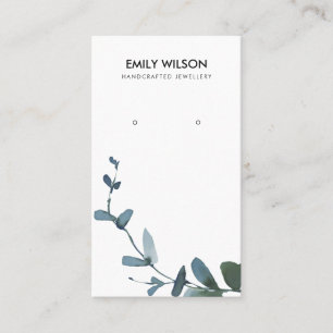GREEN BLUE COIN EUCALYPTUS FAUNA EARRING DISPLAY BUSINESS CARD