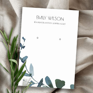 GREEN BLUE COIN EUCALYPTUS FOLIAGE EARRING DISPLAY BUSINESS CARD