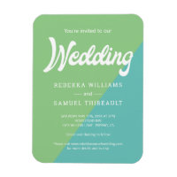 Green & Blue Colour Block Retro Wedding Invitation