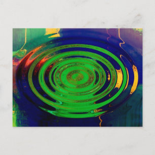 Green & Blue Contemporary Abstract Art Postcard