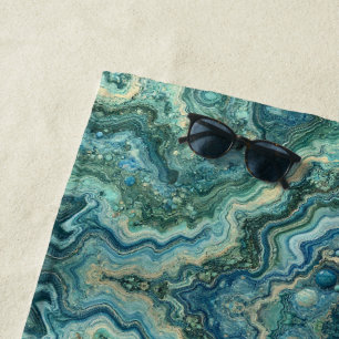 Green & Blue Crystal Geode Beach Towel