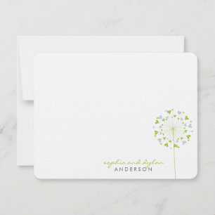 Green Blue Dandelions Love Wedding Thank You Card