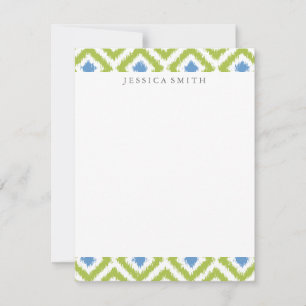 Green Blue Diamonds Ikat Pattern
