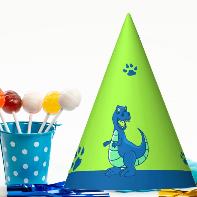 Green Blue Dinosaur Themed Kids Birthday Party Hat (Green Blue Dinosaur Themed Kids Birthday Party Hat)