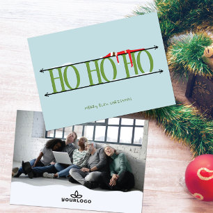 Green & Blue Elf Shenanigans Company Christmas Holiday Card